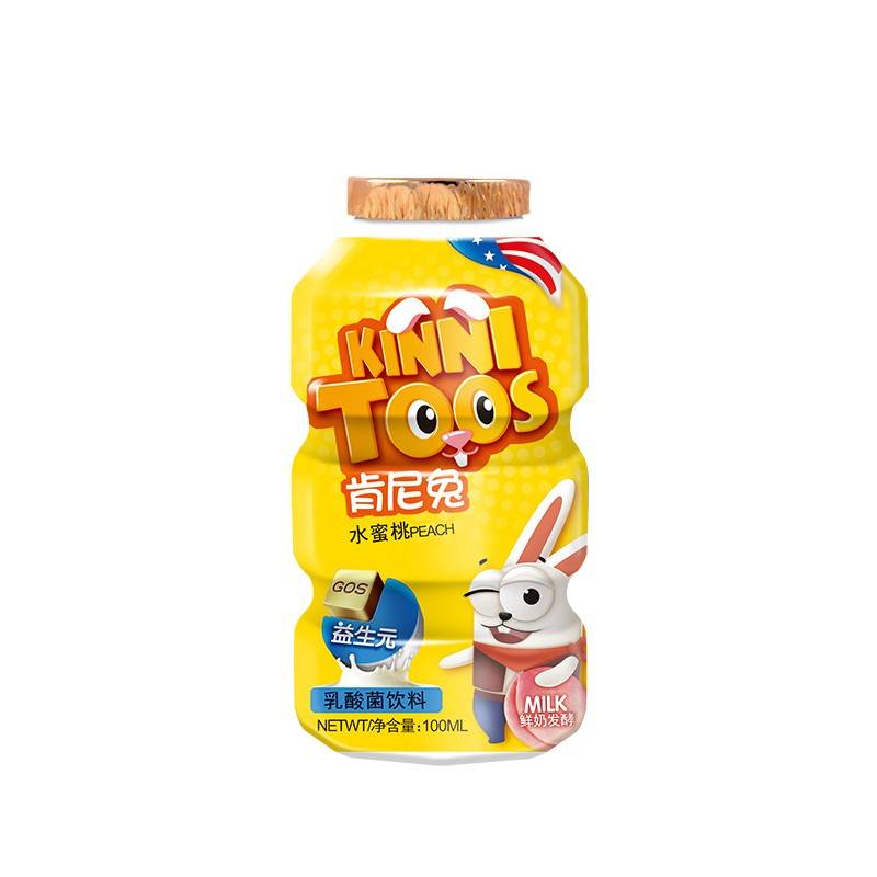 肯尼兔(kinnitoos)乳酸菌饮料 益生元 水蜜桃味100ml*4瓶